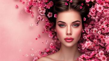 AI generated Beautiful background for beauty salon advertising photo