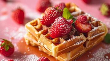 AI generated Beautiful background for Belgian waffles advertising photo