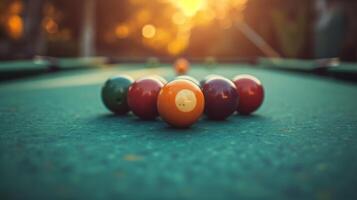 AI generated Beautiful background for Billiards advertising photo