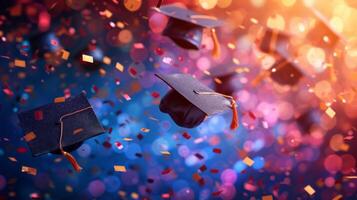 AI generated Beautiful background for graduation party advertising photo