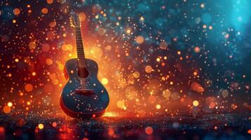 AI generated Beautiful background for guitar concert advertising photo