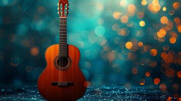 AI generated Beautiful background for guitar concert advertising photo