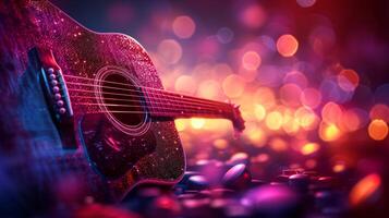 AI generated Beautiful background for guitar concert advertising photo