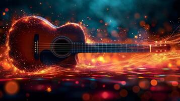 AI generated Beautiful background for guitar concert advertising photo