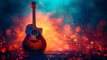 AI generated Beautiful background for guitar concert advertising photo