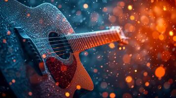 AI generated Beautiful background for guitar concert advertising photo