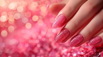 AI generated Beautiful background for Manicure salon extensions advertising photo