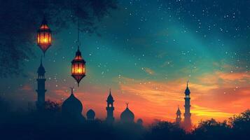 AI generated Beautiful background for Ramadan party advertising photo