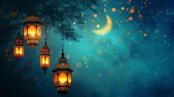 AI generated Beautiful background for Ramadan party advertising photo