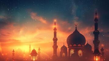 AI generated Beautiful background for Ramadan party advertising photo