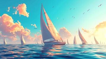 AI generated Beautiful background for Regatta advertising photo