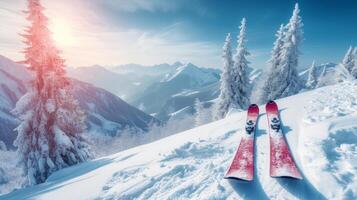 AI generated Beautiful background for ski advertising photo