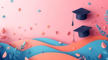 AI generated Beautiful minimalist background for graduation party advertisin photo