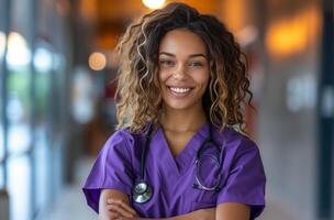 AI generated beautiful nurse that's standing photo