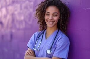 AI generated beautiful nurse that's standing photo