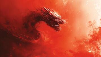 AI generated Chinese red holiday background with dragon photo