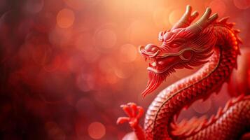 AI generated Chinese red holiday background with dragon photo