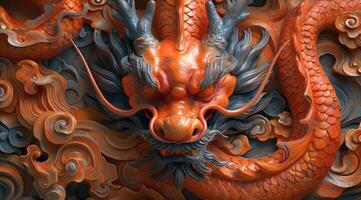 AI generated Chinese dragon ornament art photo