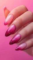 AI generated beautiful pink manicure background photo