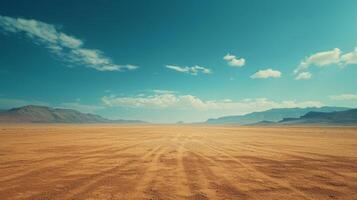 AI generated A barren desert landscape under a vast, empty sky. photo