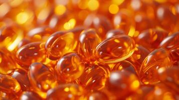 AI generated A Close-Up of Omega-3 Fish Oil Gel Capsules. photo