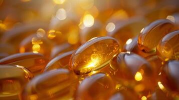 AI generated A Close-Up of Omega-3 Fish Oil Gel Capsules. photo