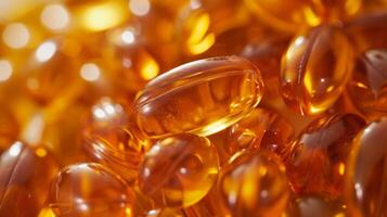 AI generated A Close-Up of Omega-3 Fish Oil Gel Capsules. photo