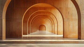 AI generated A geometric pattern of arches and pillars, reminiscent of a modernist architectural masterpiece. photo