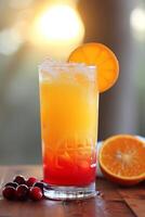 AI generated A tropical fusion of vodka, peach schnapps, cranberry, and orange juice photo