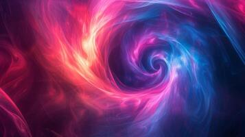 AI generated An abstract neon swirl, radiating a hypnotic blend of fluorescent pinks, blues, and purples. photo