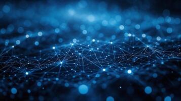 AI generated Blue Technology Network for an Abstract Background. photo