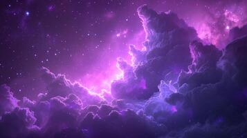 AI generated Describing an Abstract Purple Night Sky and Clouds Background. photo