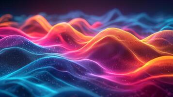 ai generado brillante neón ondas, parecido a un vibrante mar de eléctrico colores, fluido con fascinante patrones. foto