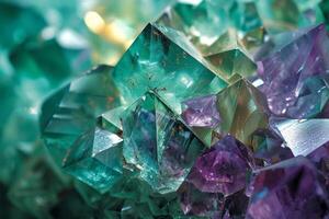 AI generated Geometric patterns of emerald and amethyst, a symphony of opulent shapes and colors. photo