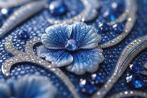 AI generated Intricate lacework of platinum and sapphire, a luxurious tapestry of sophistication and wealth. photo