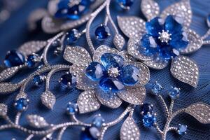 AI generated Intricate lacework of platinum and sapphire, a luxurious tapestry of sophistication and wealth. photo