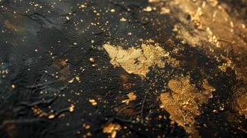 AI generated Opulent gold leaf patterns on a midnight black canvas, exuding elegance and extravagance. photo