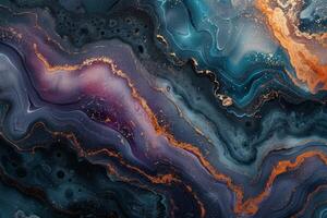 AI generated Swirling, iridescent marble textures in rich jewel tones, evoking a sense of opulence. photo