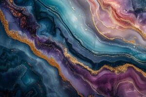 AI generated Swirling, iridescent marble textures in rich jewel tones, evoking a sense of opulence. photo