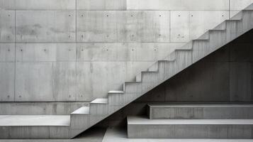 ai generado un minimalista arquitectónico detalle - un hormigón escalera con limpiar líneas y No adornos foto