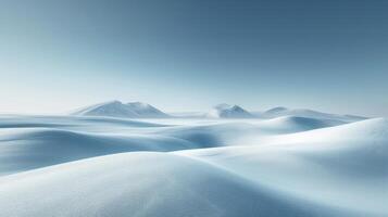 AI generated A serene, snowy landscape with pristine white expanses, exemplifying minimalist purity in winter. photo