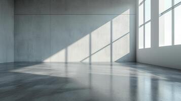 AI generated A stark, monochromatic concrete floor, embracing the essence of minimalism in interior design. photo