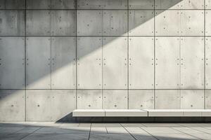 AI generated A smooth, gray concrete wall, embodying minimalist simplicity with its clean lines and neutral palette. photo