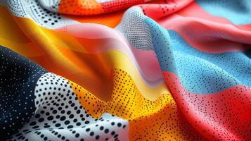 AI generated Abstract geometric patterns in fashion textiles, showcasing modern design aesthetics and artistic flair photo