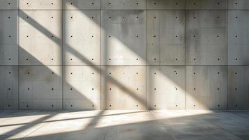 AI generated Geometric patterns of shadow and light on a concrete surface, evoking modern simplicity. photo