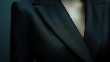 AI generated Close-up of minimalist couture, highlighting impeccable tailoring and understated glamour. photo