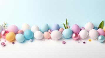 AI generated A contemporary Easter party backdrop with a subtle, pastel-hued pattern on a crisp white canvas photo