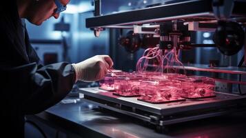 AI generated A cutting-edge bioprinting lab, creating 3D tissue models for regenerative medicine and transplants. photo