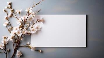 AI generated minimalistic Easter catwalk with a joyful backdrop filled with spring flowers and eggs. photo