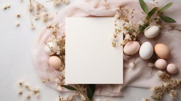 AI generated A sophisticated Easter invitation design featuring a lone, gracefully scripted word on a clean background.. photo